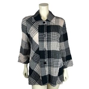 NEW Moonlight Y S Fashion Plaid Print Shirt Jacket Tunic Size L Button Front
